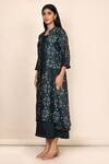 Buy_Samyukta Singhania_Grey Cotton Silk Printed Geometric Mandarin Collar Jacket And Kurta Set_Online_at_Aza_Fashions