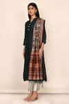 Buy_Khwaab by Sanjana Lakhani_Blue Cotton Silk Printed Digital Mandarin Scallop Hem Kurta With Dupatta _Online_at_Aza_Fashions