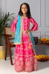 Buy_Free Sparrow_Pink Georgette Embroidered Thread Work Bandhani Lehenga Set _at_Aza_Fashions