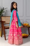 Free Sparrow_Pink Georgette Embroidered Thread Work Bandhani Lehenga Set _Online_at_Aza_Fashions