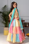 Free Sparrow_Multi Color Silk Embroidered Thread Work Bandhani Lehenga Set _Online_at_Aza_Fashions