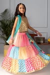 Shop_Free Sparrow_Multi Color Bandhani Lehenga Set For Girls_Online_at_Aza_Fashions