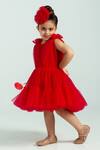 Buy_Free Sparrow_Red Ruby Blaze Ruffle Dress For Girls_Online_at_Aza_Fashions