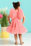 Shop_Free Sparrow_Pink Tulle Embroidered Ruffles Carnation Sleeve Dress _at_Aza_Fashions