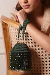 Shop Forever Noor Green Beads, Crystals Starry Roohi Embellished Bucket Bag at Aza Fashions Shop_Forever Noor_Green Beads, Crystals Starry Roohi Embellished Bucket Bag _at_Aza_Fashions
