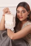 Shop_Forever Noor_White Beads, Crystals Seher Embellished Box Bag _at_Aza_Fashions