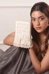 Buy_FOREVER NOOR_White Embellished Bead Box Bag _at_Aza_Fashions