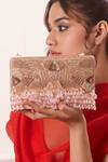 Shop_Forever Noor_Pink Beads, Crystals Beaded Rectangular Clutch _at_Aza_Fashions