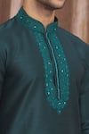 Shop_Samyukta Singhania_Green Banarasi Art Silk Embroidered Floral Mandarin Collar Kurta Set _Online_at_Aza_Fashions