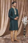 Buy_Arihant Rai Sinha_Green Silk Embroidery Banarasi Floral Thread Kurta _Online_at_Aza_Fashions