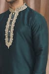 Shop_Arihant Rai Sinha_Green Silk Embroidery Banarasi Floral Thread Kurta _Online_at_Aza_Fashions