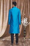 Shop_Arihant Rai Sinha_Blue Silk Embroidery Banarasi Floral Kurta _at_Aza_Fashions