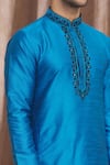 Shop_Arihant Rai Sinha_Blue Silk Embroidery Banarasi Floral Kurta _Online_at_Aza_Fashions