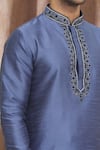 Shop_Arihant Rai Sinha_Grey Silk Mirrors, Embroidery Banarasi Art Kurta _Online_at_Aza_Fashions