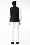 Shop_Bhavin Vora_Black Lining Polyester Self Textured Nehru Jacket_at_Aza_Fashions