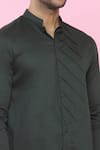 Aces by Arjun Agarwal_Green Cotton Plain Pintuck Shirt  _at_Aza_Fashions