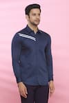 Aces by Arjun Agarwal_Blue Cotton Plain Shirt  _Online_at_Aza_Fashions