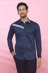 Buy_Aces by Arjun Agarwal_Blue Cotton Plain Shirt  _Online_at_Aza_Fashions