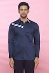 Shop_Aces by Arjun Agarwal_Blue Cotton Plain Shirt  _Online_at_Aza_Fashions