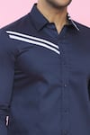 Aces by Arjun Agarwal_Blue Cotton Plain Shirt  _at_Aza_Fashions