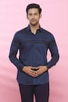 Buy_Aces by Arjun Agarwal_Blue Cotton Plain Shirt  _at_Aza_Fashions