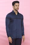 Aces by Arjun Agarwal_Blue Cotton Plain Shirt  _Online_at_Aza_Fashions