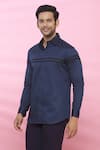 Buy_Aces by Arjun Agarwal_Blue Cotton Plain Shirt  _Online_at_Aza_Fashions