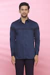 Shop_Aces by Arjun Agarwal_Blue Cotton Plain Shirt  _Online_at_Aza_Fashions