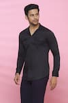 Buy_Aces by Arjun Agarwal_Black Cotton Plain Shirt  _at_Aza_Fashions