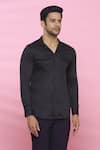 Aces by Arjun Agarwal_Black Cotton Plain Shirt  _Online_at_Aza_Fashions