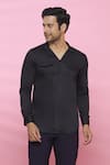 Buy_Aces by Arjun Agarwal_Black Cotton Plain Shirt  _Online_at_Aza_Fashions