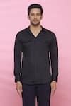 Shop_Aces by Arjun Agarwal_Black Cotton Plain Shirt  _Online_at_Aza_Fashions