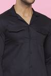 Aces by Arjun Agarwal_Black Cotton Plain Shirt  _at_Aza_Fashions