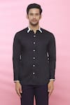 Shop_Aces by Arjun Agarwal_Black Cotton Plain Shirt _Online_at_Aza_Fashions
