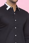 Aces by Arjun Agarwal_Black Cotton Plain Shirt _at_Aza_Fashions