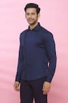 Buy_Aces by Arjun Agarwal_Blue Cotton Plain Shirt  _Online_at_Aza_Fashions