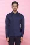 Shop_Aces by Arjun Agarwal_Blue Cotton Plain Shirt  _Online_at_Aza_Fashions