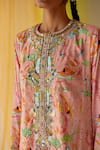 Buy_Priyanka Singh_Pink Cotton Printed Floral High Neck Kurta Set  _Online_at_Aza_Fashions