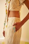 Buy_Priyanka Singh_White Cotton Mirror Work, Sequins, Embroidered Half Shirt Crop Top And Pant Set_Online_at_Aza_Fashions