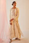 Buy_Priyanka Singh_White Silk, Organza, Georgette Mirror , Sequins, Zardozi Kurta Set _at_Aza_Fashions