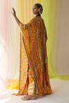 Priyanka Singh_Orange Cotton, Crepe Floral, Gota Work, Sequins Sweetheart Print Cape Pant Set _Online_at_Aza_Fashions