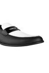 Sko_Black Color Block Leather Loafers _at_Aza_Fashions