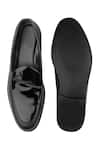 Sko_Black Leather Bow Top Loafers  _Online_at_Aza_Fashions