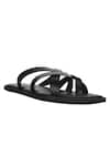 Buy_Sko_Black Textured Cross Strap Sandals  _at_Aza_Fashions