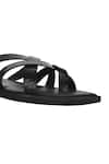 Sko_Black Textured Cross Strap Sandals  _at_Aza_Fashions