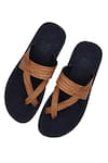 Shop_Sko_Brown Embossed Cross Strap Sandals  _at_Aza_Fashions