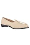 Buy_Sko_Beige Almond Toe Leather Mojaris  _at_Aza_Fashions