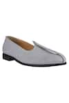 Buy_Sko_Grey Almond Toe Leather Mojaris  _at_Aza_Fashions