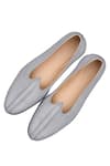 Shop_Sko_Grey Almond Toe Leather Mojaris  _at_Aza_Fashions