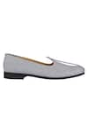 Buy_Sko_Grey Almond Toe Leather Mojaris  _Online_at_Aza_Fashions